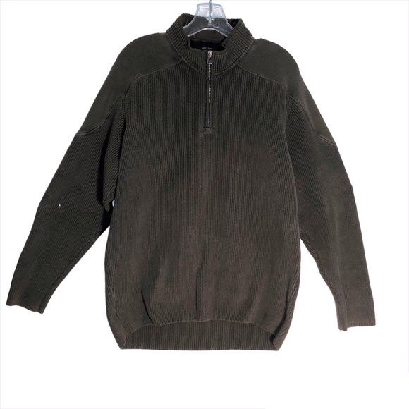 Orvis quarter zip ribbed 100% cotton olive green sweater size medium - Picture 10 of 10